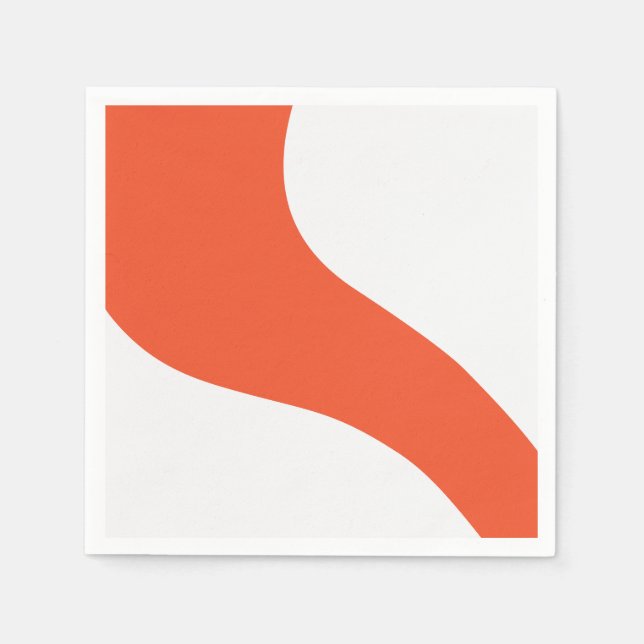 Serviette En Papier Vagues simples - orange et blanc (Devant)