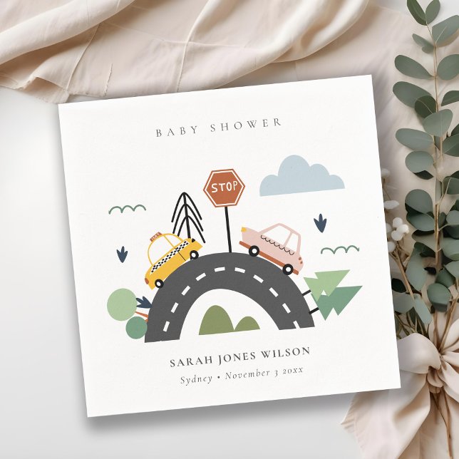 Serviette En Papier Vaisseau urbain Voitures Route Baby shower Citysca (Créateur téléchargé)