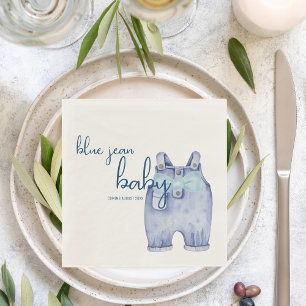 Serviette En Papier Vaisselle Blue Jean Baby shower Denim Overalls
