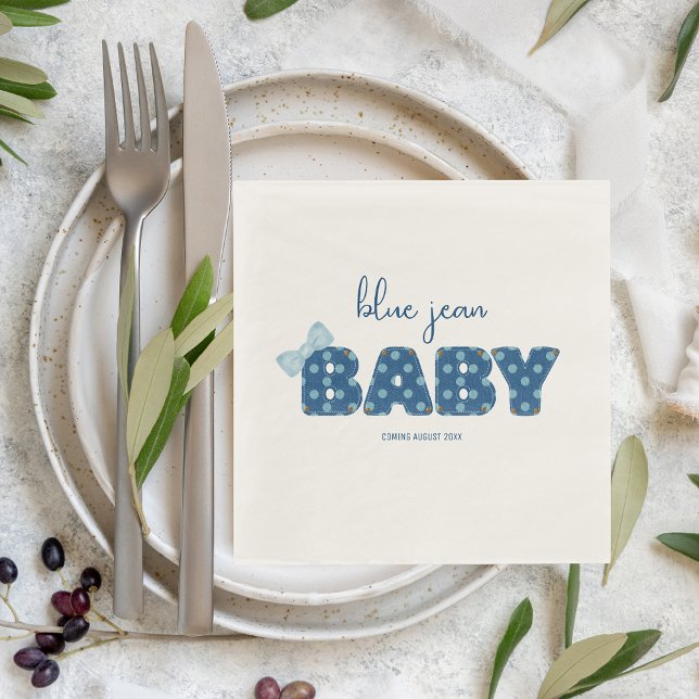 Serviette En Papier Vaisselle Blue Jean Baby shower | Parti Denim (Créateur téléchargé)