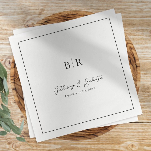 Serviette En Papier Vaisselle de mariage à monogramme de style formel (Créateur téléchargé)