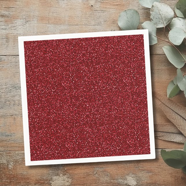 Serviette En Papier Valentine Classique Pailleté Rouge Tendance (Créateur téléchargé)