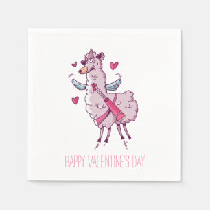 Serviette En Papier Valentine Cupid Llama