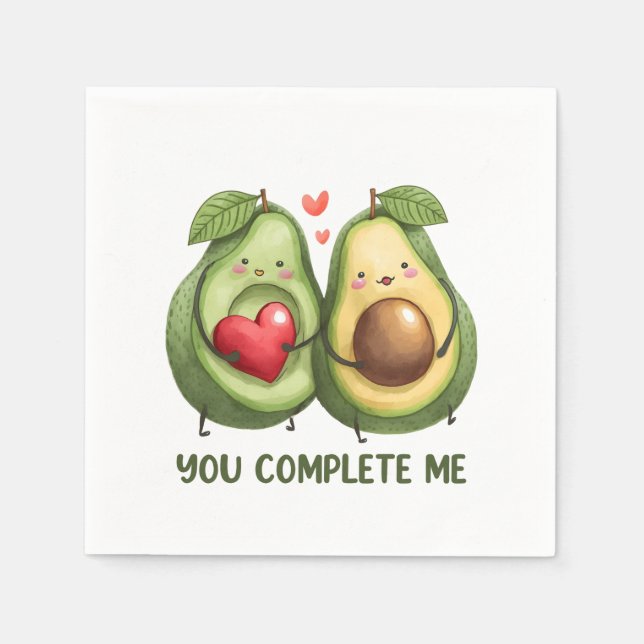 Serviette En Papier Valentine Don Avocado Vous Me Complétez (Devant)