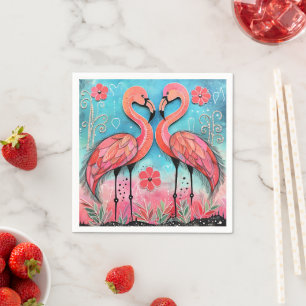 Serviette En Papier Valentine Flamant rose Art