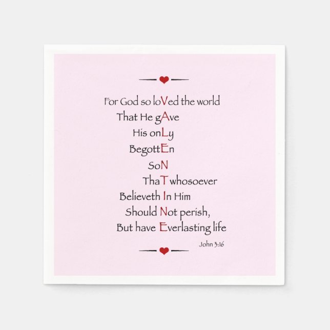 Serviette En Papier VALENTINE - Pour Dieu si aimé le monde (Devant)