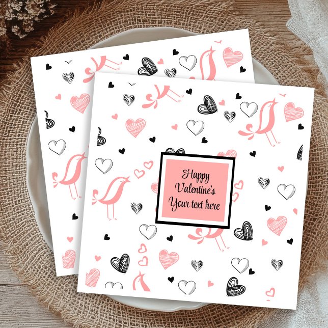 Serviette En Papier Valentine Tableware Pink Black Love Sketch Napkins (Valentine Tableware Pink Black Love Sketch Napkins)