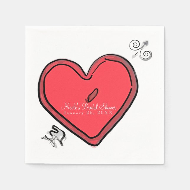 Serviette En Papier Valentines Arrow & Coeur Modernes Personnalisé Chi (Devant)