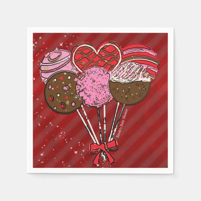 Serviette En Papier Valentine's Cake Pop Moderne Chic fête d'anniversa (Devant)