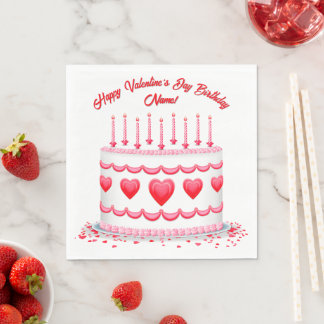 Serviette En Papier Valentine's Day Birthday Cake Customizable Candles