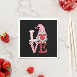 Serviette En Papier Valentines Day Gnome Love Couple Cadeaux pour elle