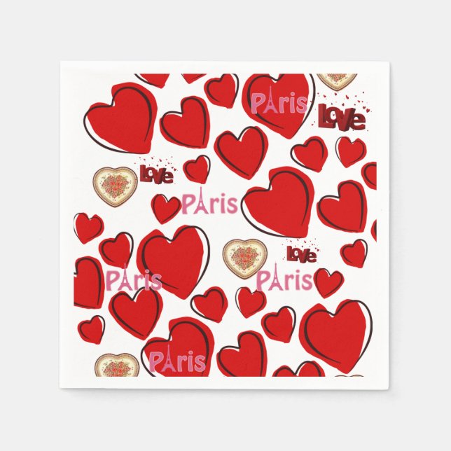 Serviette En Papier Valentine's Day Paper Napkins, Paris France (Devant)