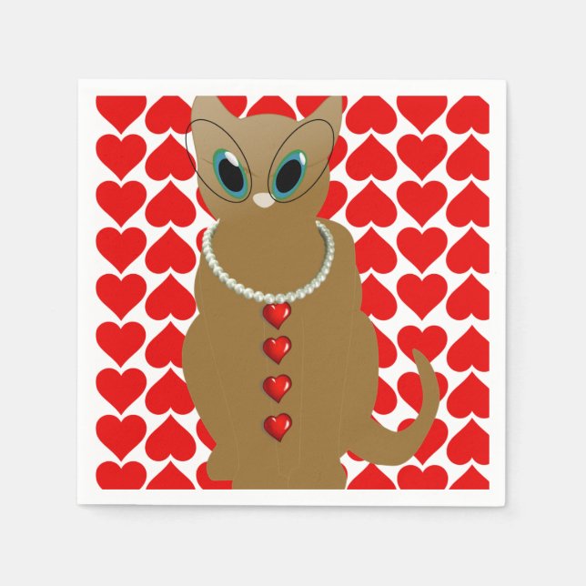 Serviette En Papier Valentine's Day Papier serviettes, Chat (Devant)
