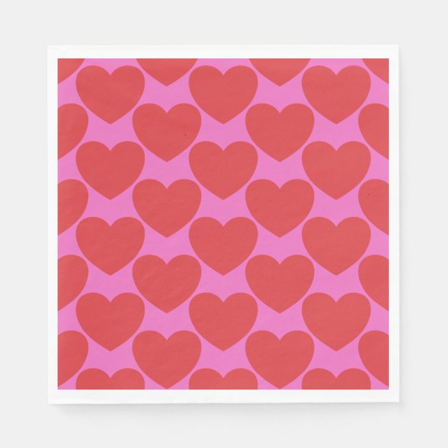 Serviette En Papier Valentine's Day Pink and Red Heart Pattern Party (Devant)