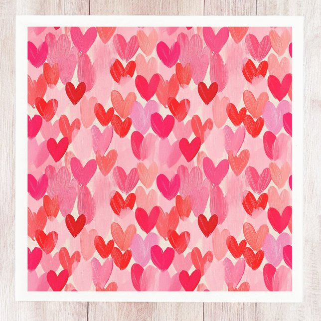 Serviette En Papier Valentines Jour Multi Coeurs Amour Motif (Créateur téléchargé)