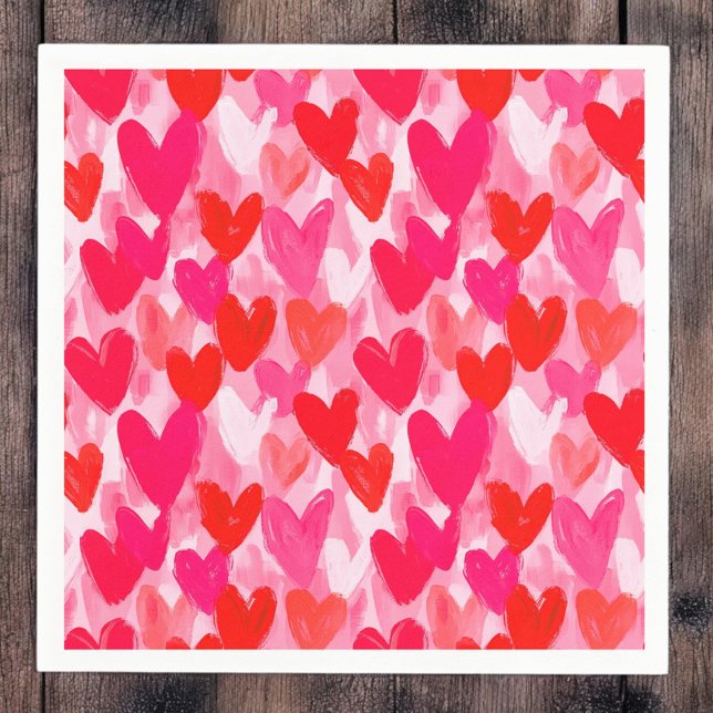 Serviette En Papier Valentines Jour Multi Coeurs Motif Aimer Rose (Créateur téléchargé)