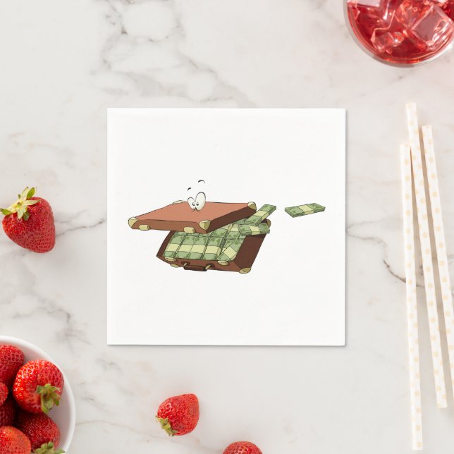 Serviette En Papier Valise caricature pleine d'argent en espèces (En situation)