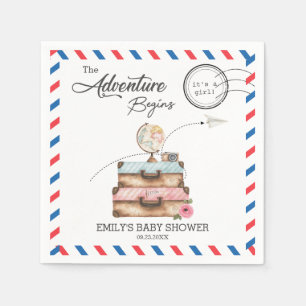 Serviette En Papier Valise Vintage Fille de Baby Shower Aventure Posta