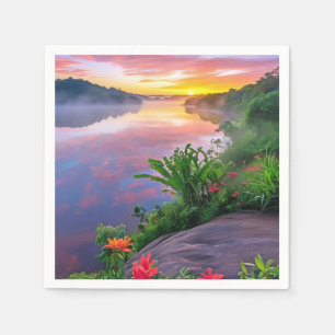 Serviette En Papier Vallée Nature Extérieur Paysage Calme Art Tranquil