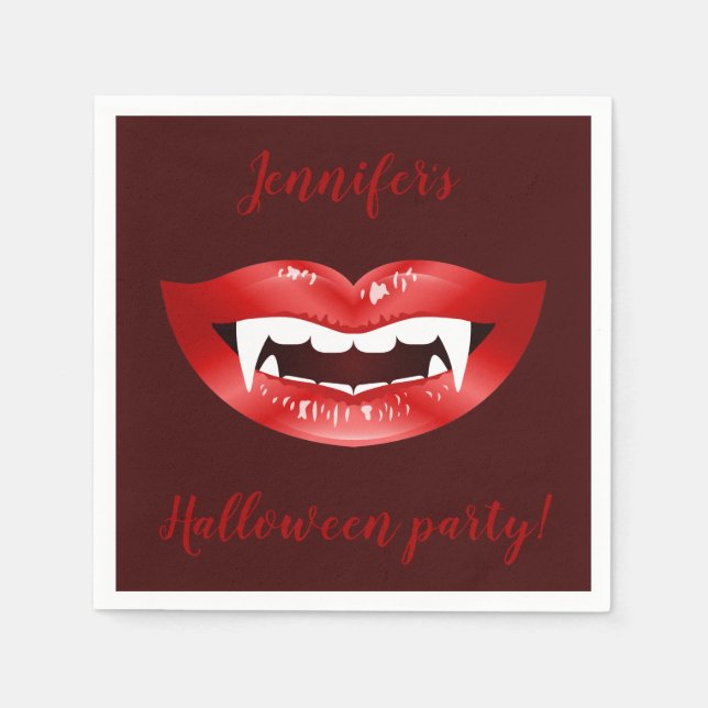 Serviette En Papier Vampire Bouche personnalisée Halloween Texte de la (Devant)
