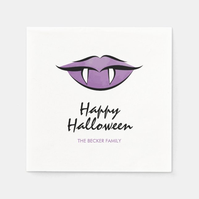 Serviette En Papier Vampire Lèvres Goth Happy Halloween Papier Napkins (Devant)