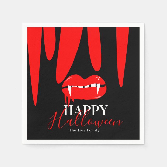 Serviette En Papier Vampire Lèvres sanguines Halloween fête d'annivers (Devant)