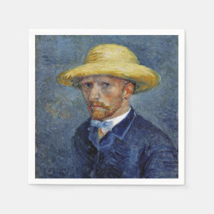 Serviette En Papier Van Gogh - Autoportrait avec Casquette paille