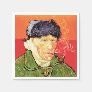 Serviette En Papier Van Gogh - Autoportrait avec l'oreille bandée et p