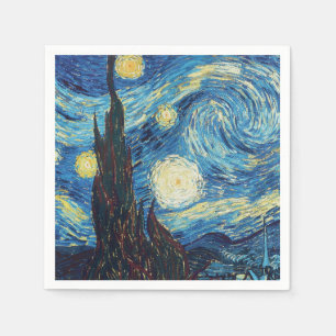 Serviette En Papier Van Gogh Nuit étoilée Vintage Bleu Chef-d'œuvre