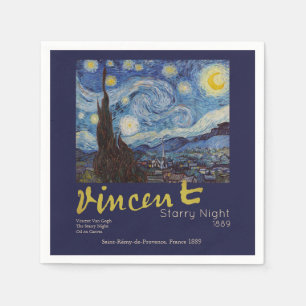 Serviette En Papier Van Gogh Nuit Étoilée Vintage Bleu Chef-d'œuvre