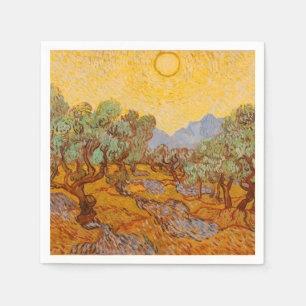 Serviette En Papier Van Gogh Olive Trees Soleil Jaune Ciel