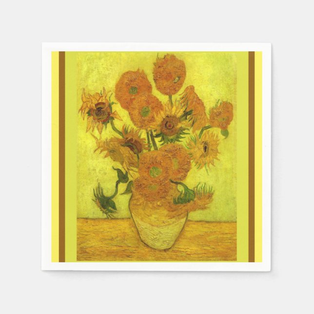 Serviette En Papier Van Gogh - Quatorze tournesols, (Devant)
