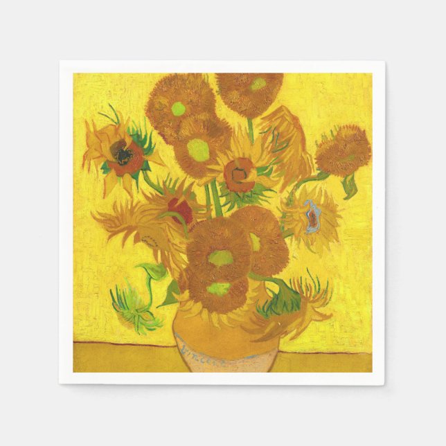 Serviette En Papier Van Gogh Quinze Tournesols Dans Un Vase Art (Devant)