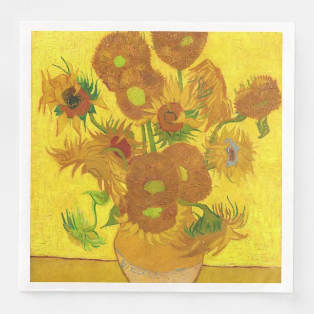 Serviette En Papier Van Gogh Quinze Tournesols Dans Un Vase Art (Devant)