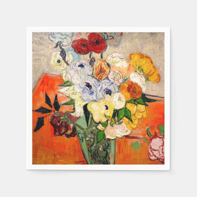 Serviette En Papier Van Gogh Roses and Anemones (Devant)