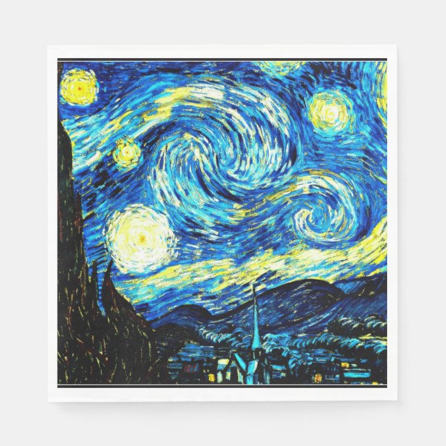 Serviette En Papier Van Gogh - Starry Night, célèbre peinture (Devant)