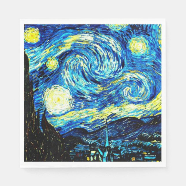 Serviette En Papier Van Gogh - Starry Night, célèbre peinture Napkins (Devant)