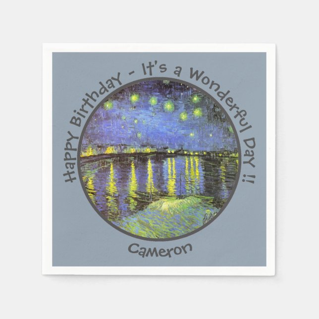 Serviette En Papier van Gogh Starry Night Over the Rhone Party Objets (Devant)