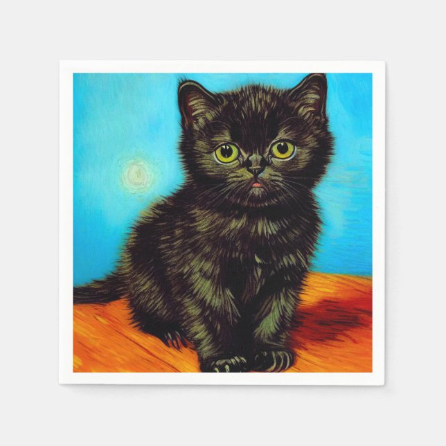 Serviette En Papier Van Gogh Style Pouting Kitten (Devant)