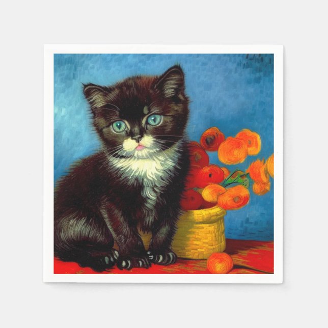 Serviette En Papier Van Gogh Tuxedo Cat (Devant)