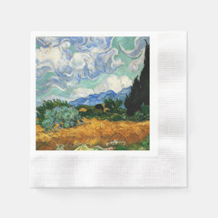 Serviette En Papier Van Gogh - Wheatfield avec Cypress Tree