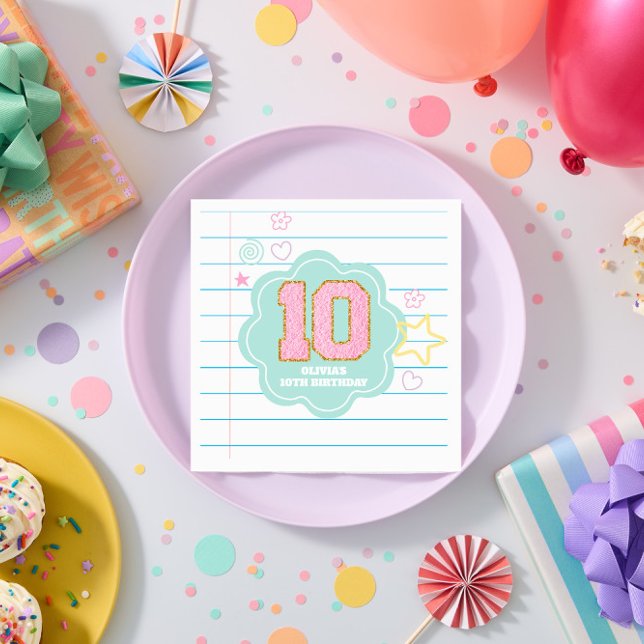 Serviette En Papier Varsity pastel patch carnet 10e anniversaire (Créateur téléchargé)