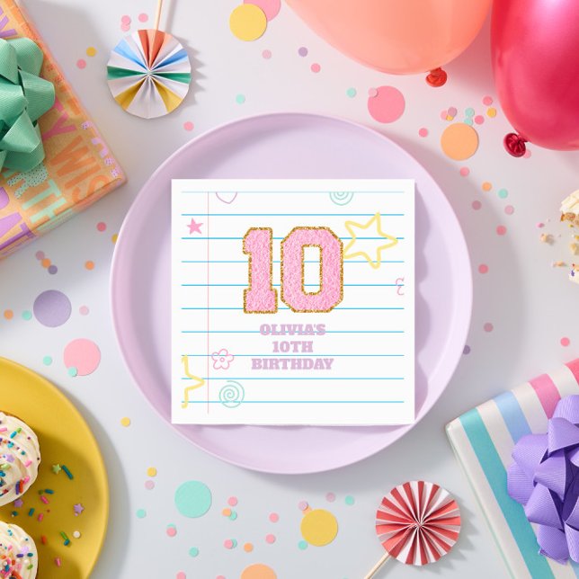 Serviette En Papier Varsity pastel patch carnet 10e anniversaire (Créateur téléchargé)