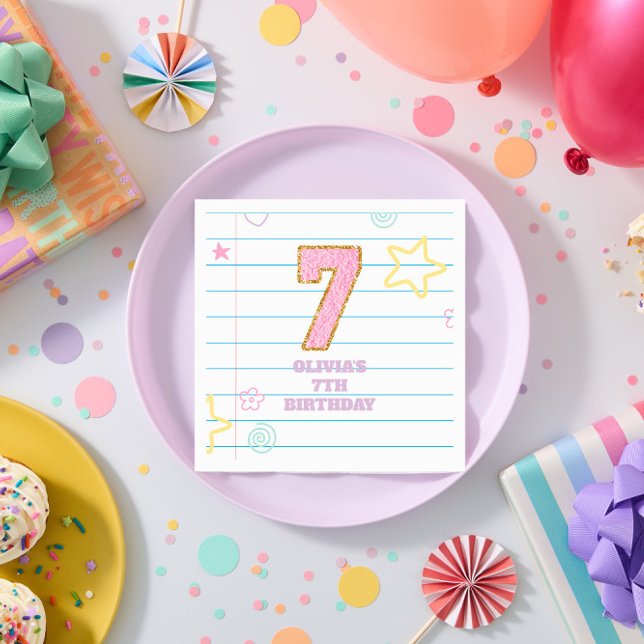 Serviette En Papier Varsity pastel patch carnet 7e anniversaire (Créateur téléchargé)