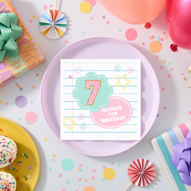 Serviette En Papier Varsity pastel patch carnet 7e anniversaire (Créateur téléchargé)