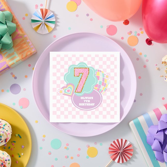 Serviette En Papier Varsity préparatoire pastel patch 7e anniversaire (Créateur téléchargé)