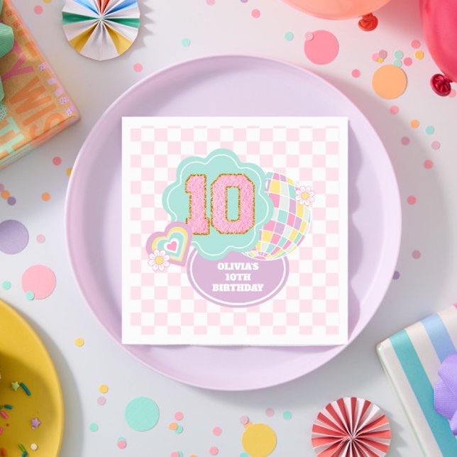Serviette En Papier Varsity preppy pastel patch 10e anniversaire (Créateur téléchargé)