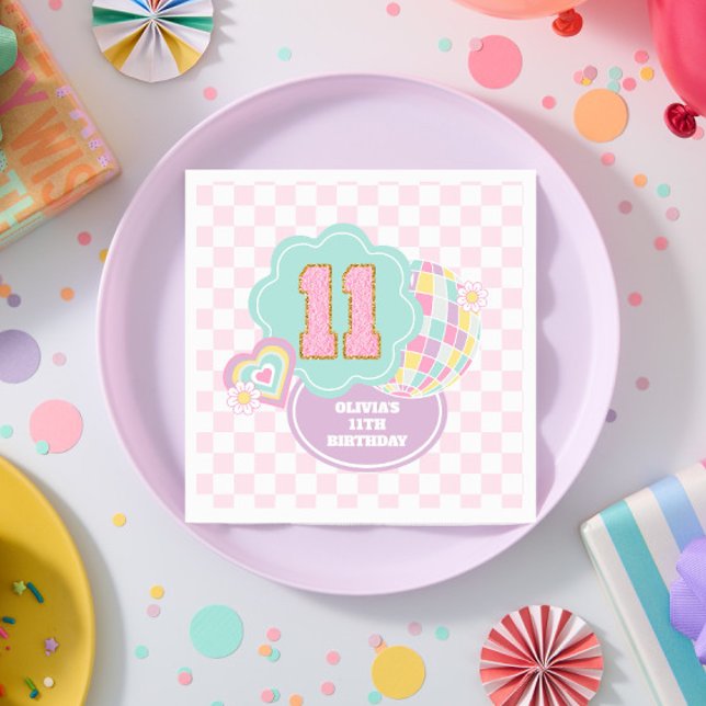 Serviette En Papier Varsity preppy pastel patch 11e Anniversaire (Créateur téléchargé)