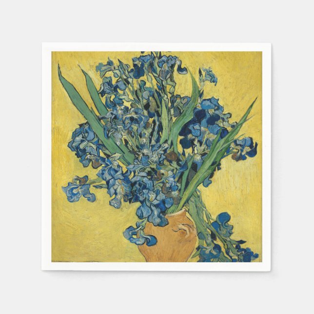 Serviette En Papier Vase avec Irises par Van Gogh (Devant)