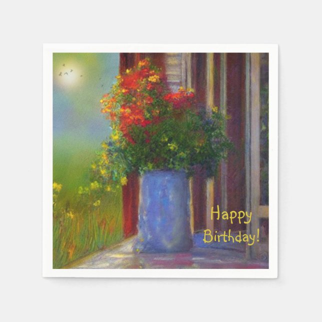 Serviette En Papier Vase De Fleurs Rêves (Devant)